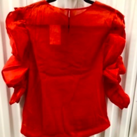 Cute Holiday Rushed Top Blouse, 38/8, NWT - Picture 4 of 6